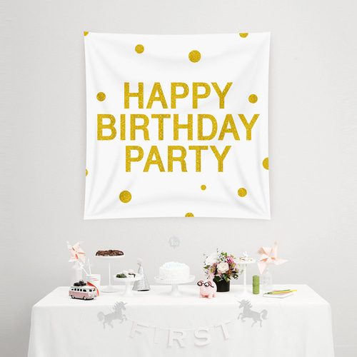 생일현수막 골드도트 B135