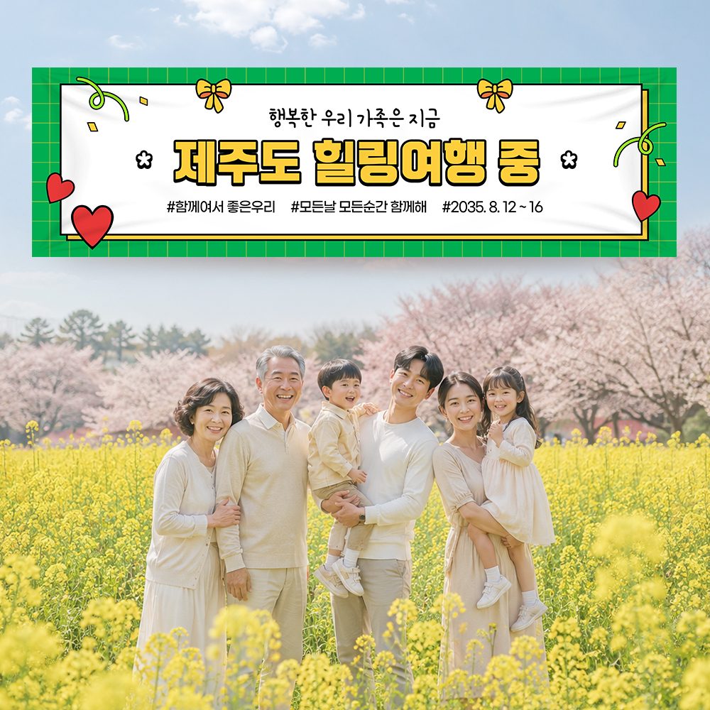 여행 현수막 제작 가족 모임 행사 우정 환갑 야유회 JA101힐링여행 (그린) 170x50